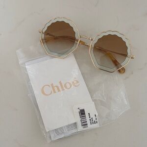Chloe Tally Sunglasses Scalloped Seashell Gold Azure 56-18-140